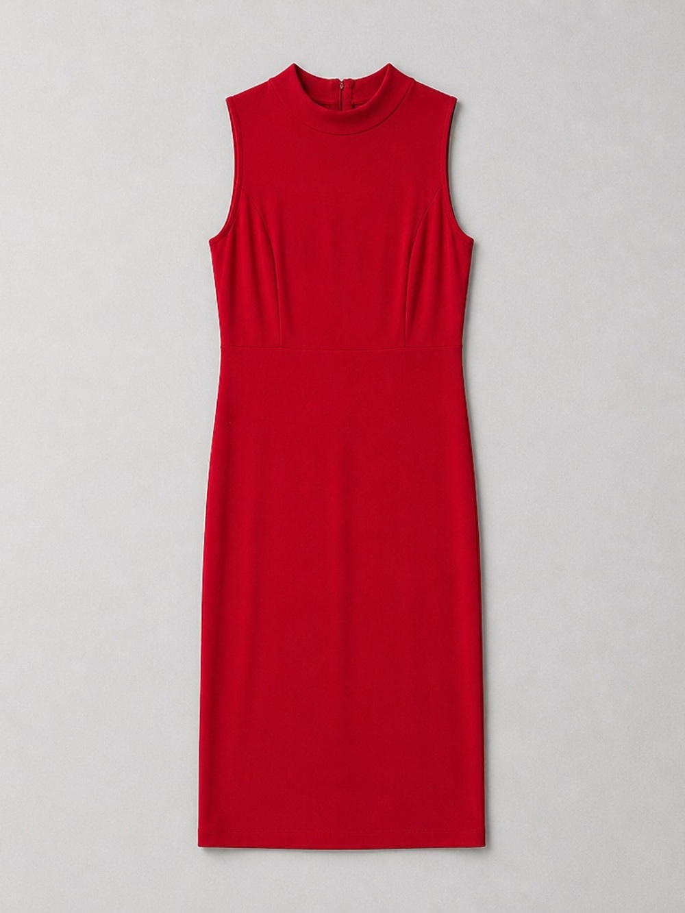 Dalia Sleeveless Mock-Neck Midi Dress in Red